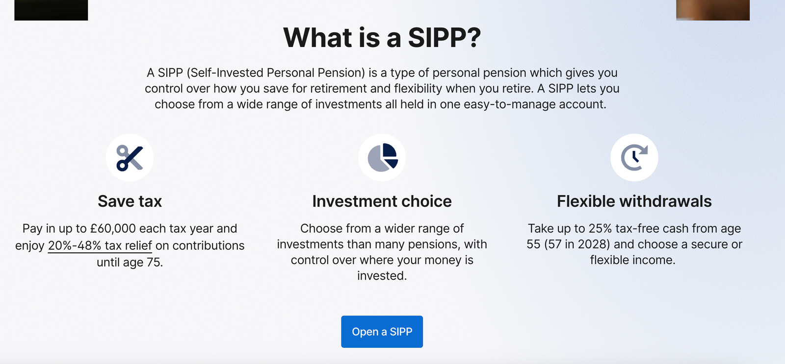 Hargreaves Lansdown SIPP page