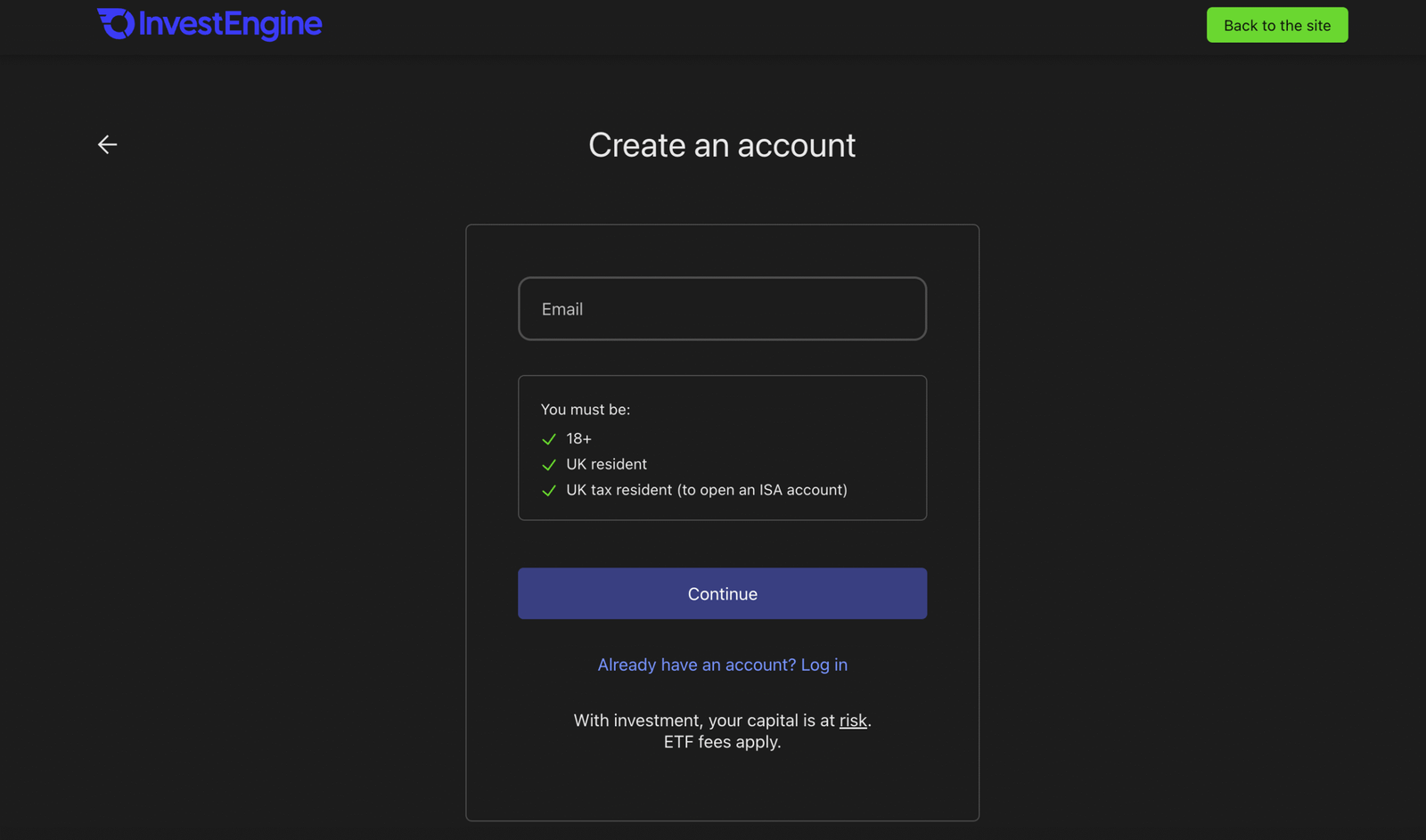 InvestEngine sign-up .