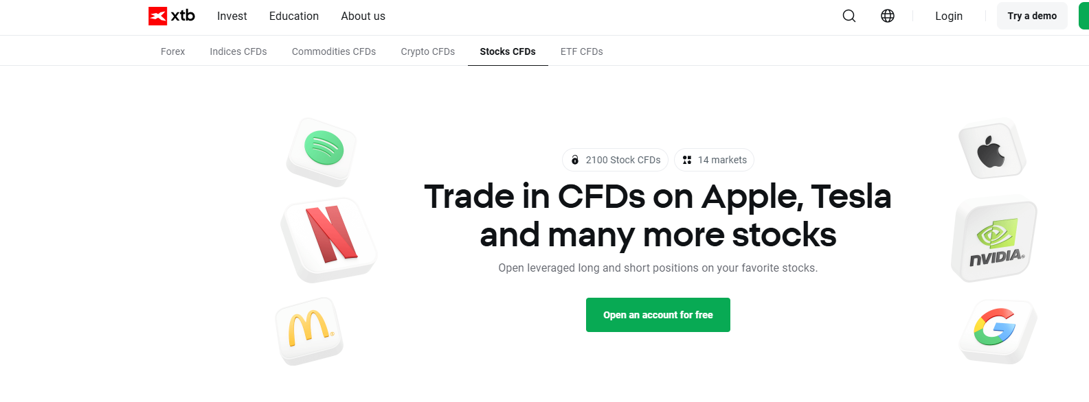 XTB CFD trading platform