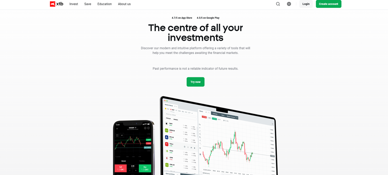 XTB UK investing app.