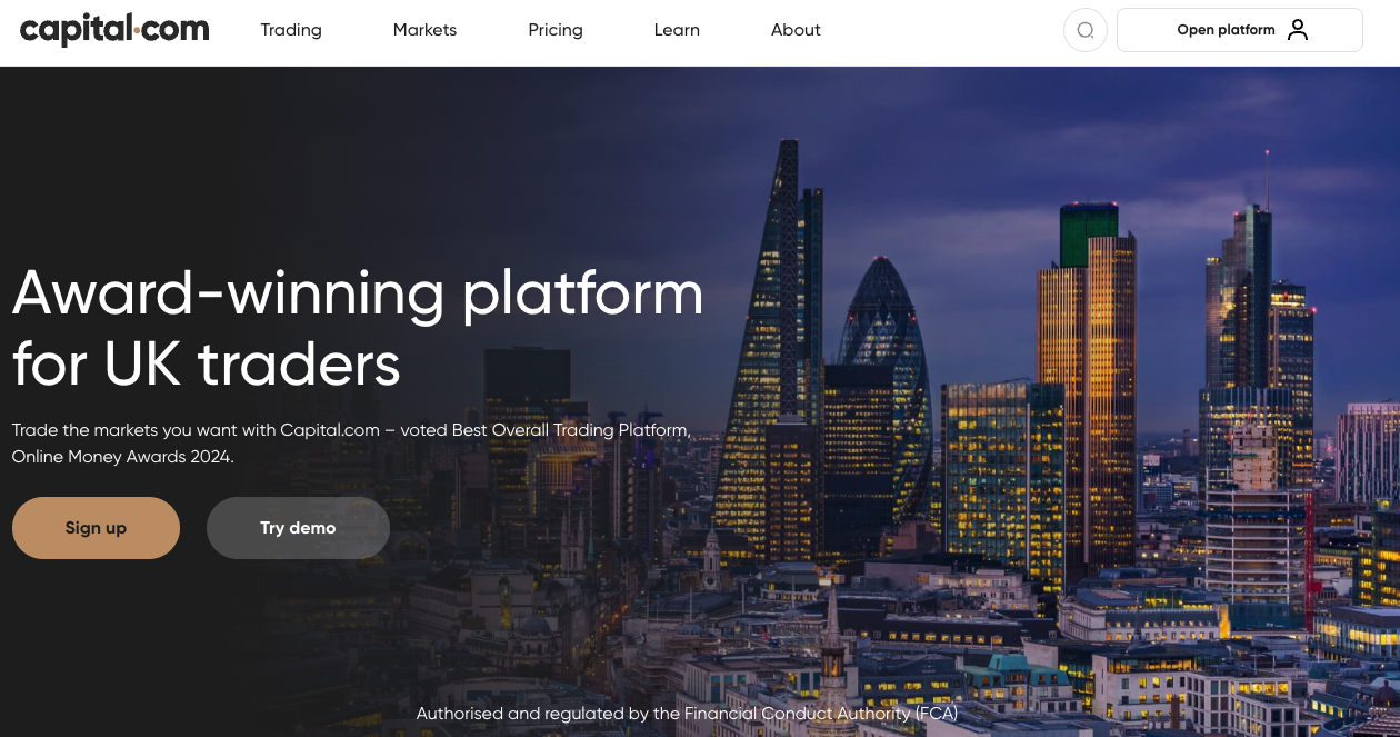 Capital.com UK stock trading platform.