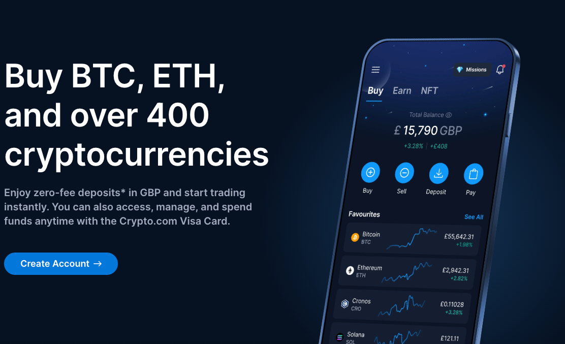 Crypto.com app overview.