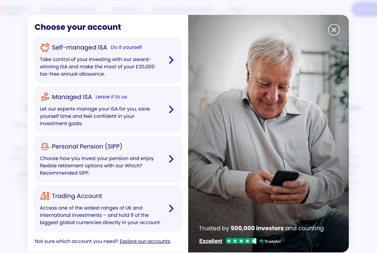 interactive investor sign up page