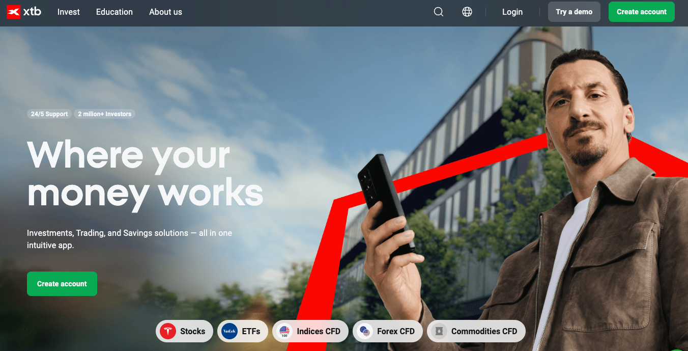 XTB create an account page