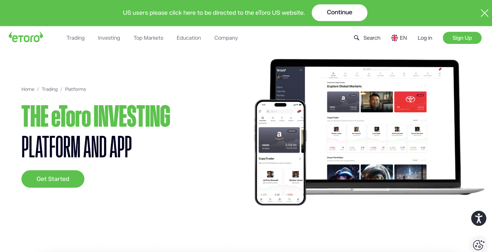 eToro UK demo trading account