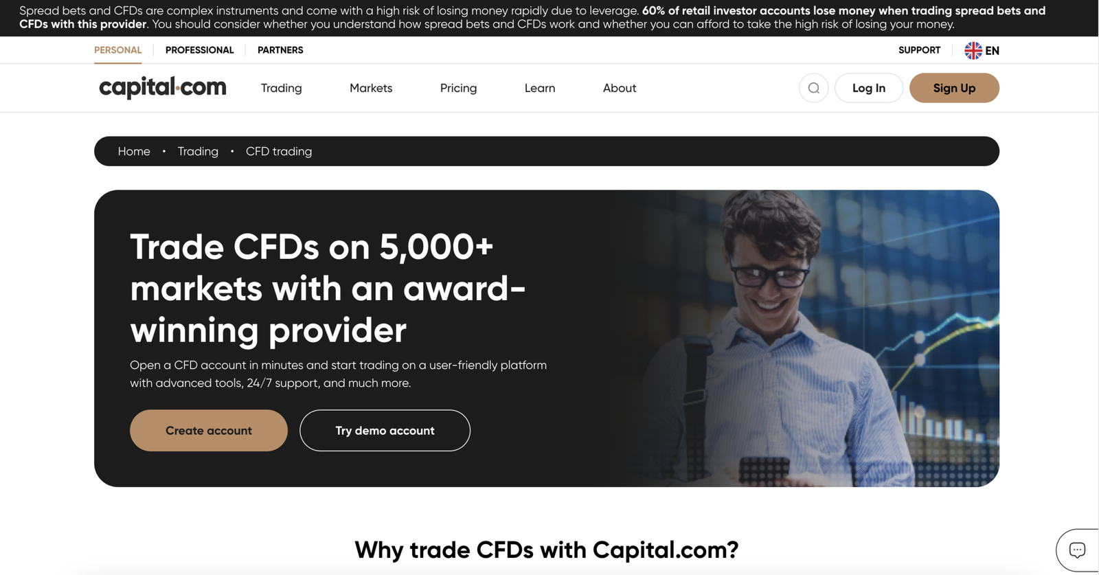 Capital.com UK futures trading platform.