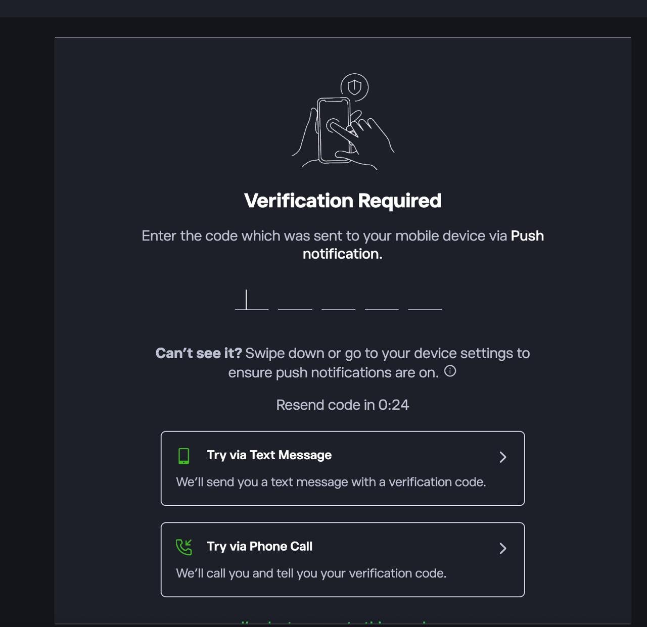 eToro two-factor authentication verification screen
