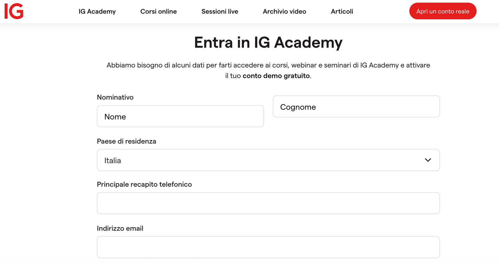 IG academy account demo