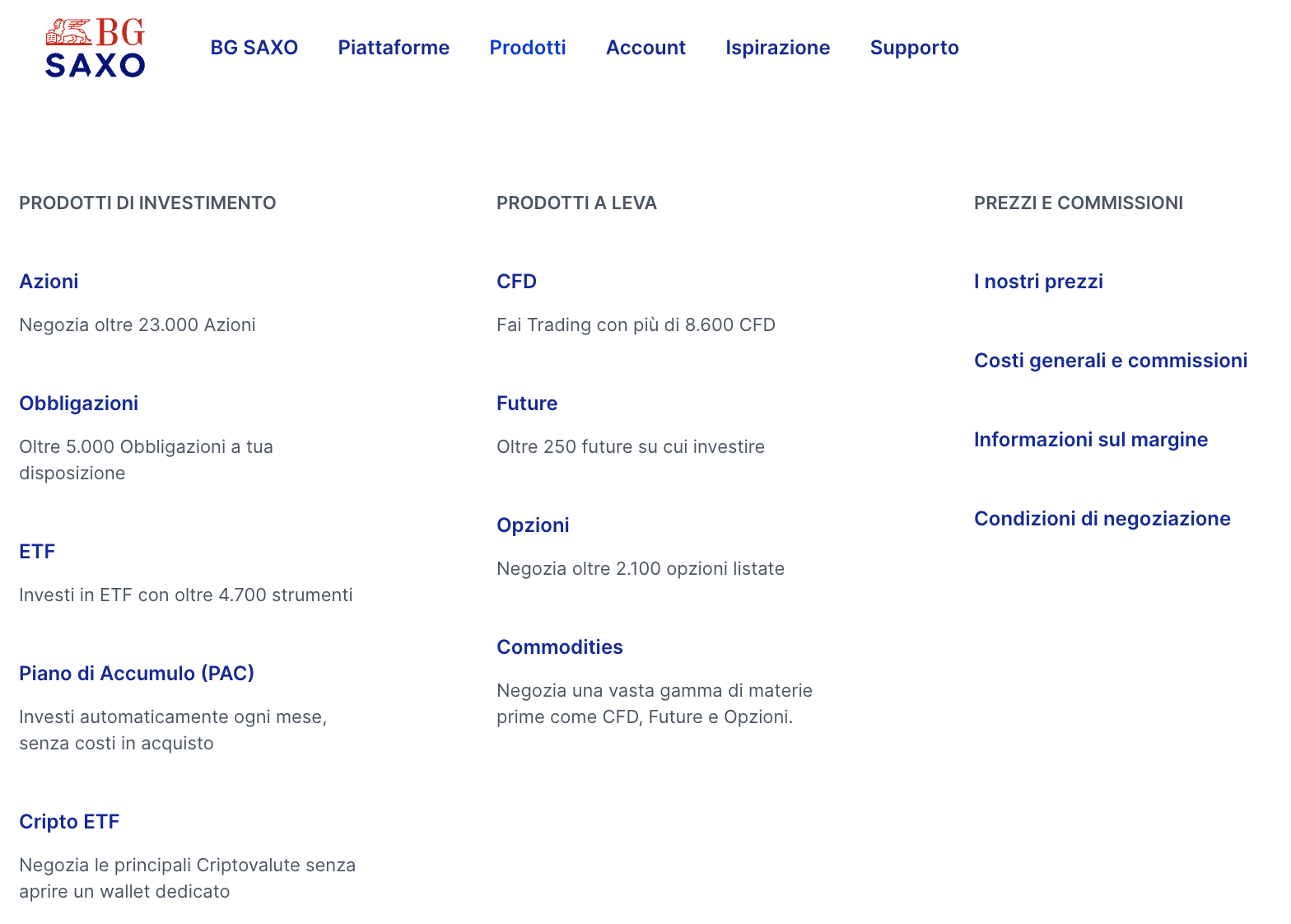 asset negoziabili su bg saxo