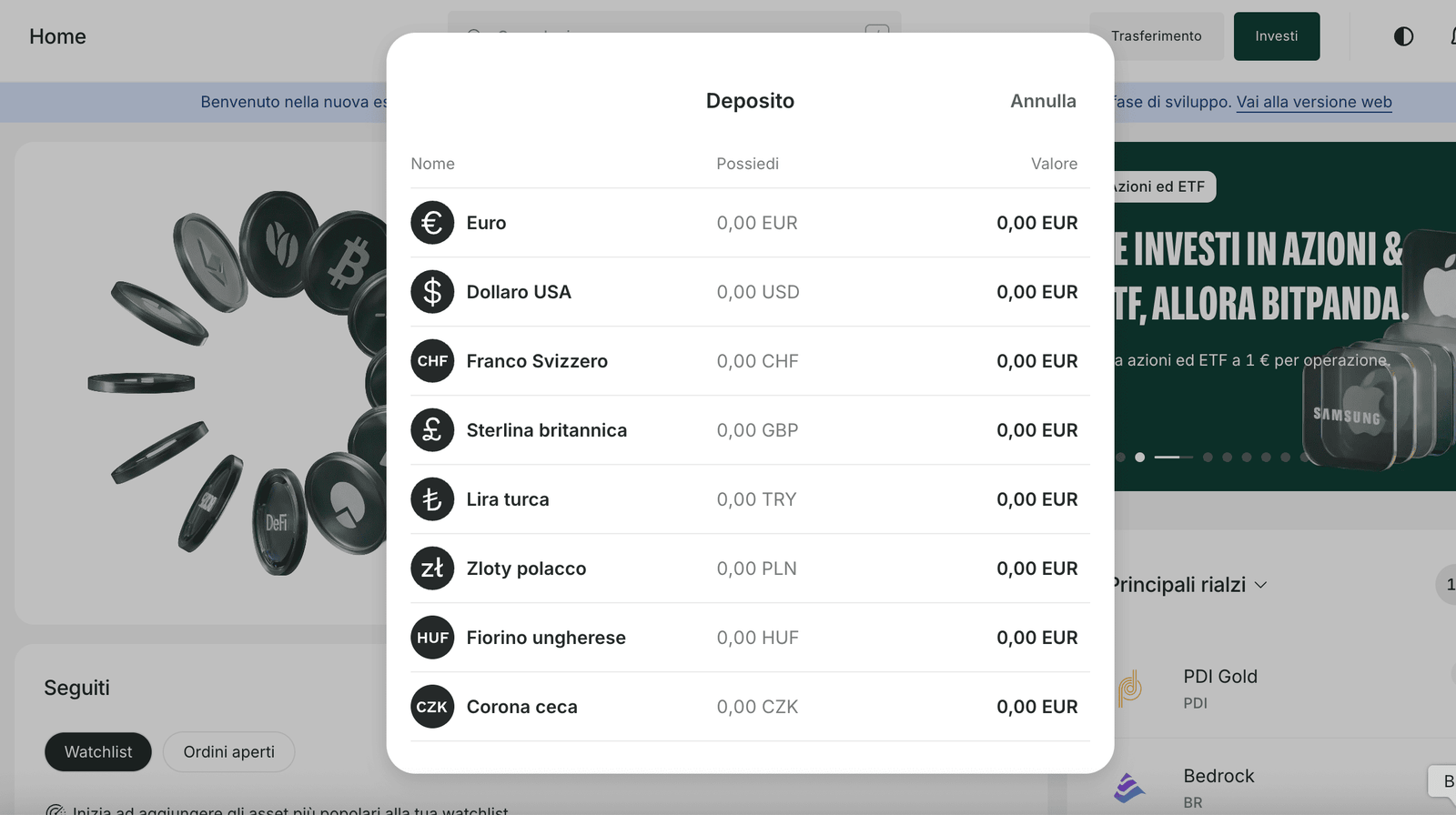 deposito su bitpanda