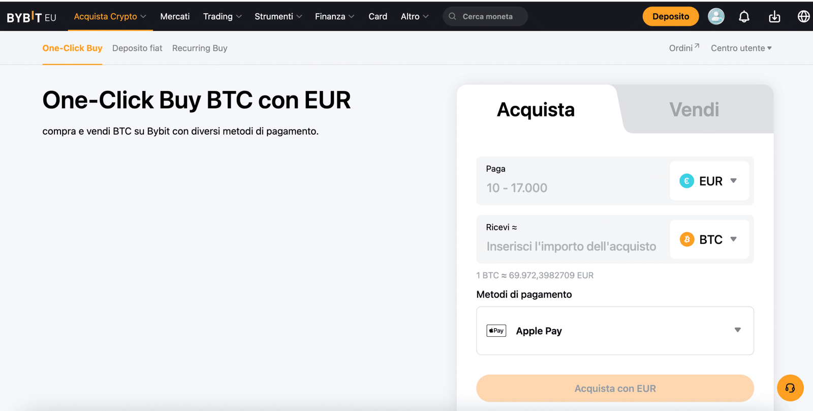 compra BTC con bybit