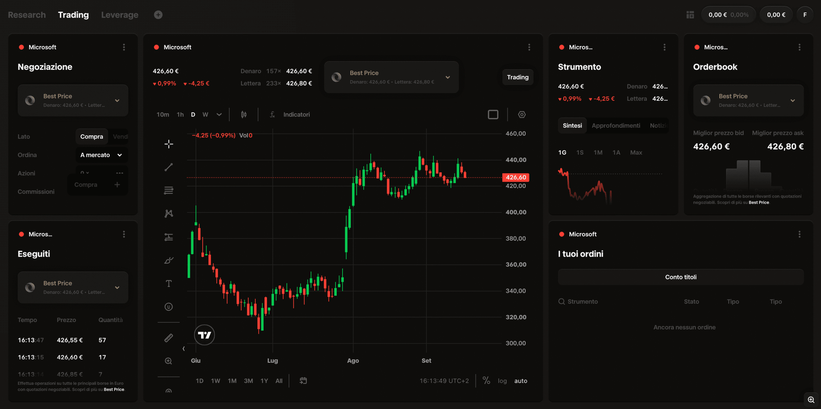 trade republic schermata trading